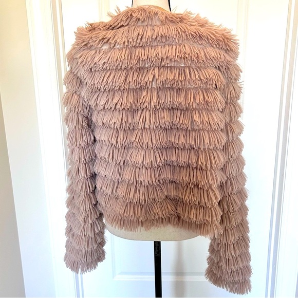 Fringe Cropped Teddy Jacket SZ M - Picture 4 of 5